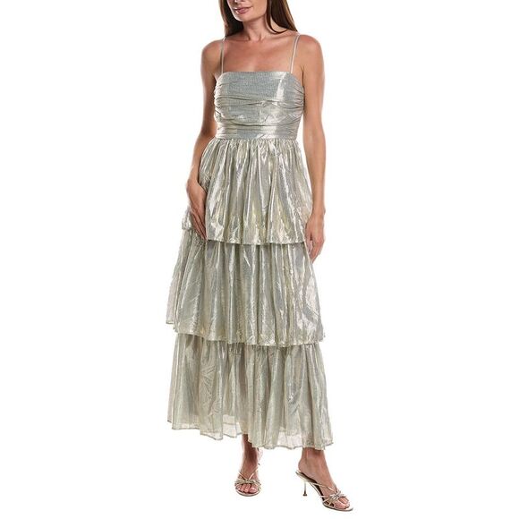 Layered With Love Dresses & Skirts - Layered With Love Womens Lil Fernanda Ruffle Tiered Maxi Dress, Silver